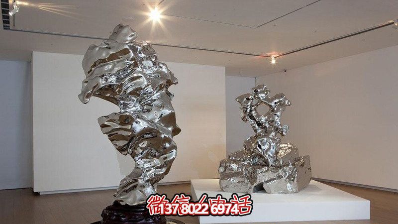 室内创意摆件不锈钢镜面抽象太湖石雕塑