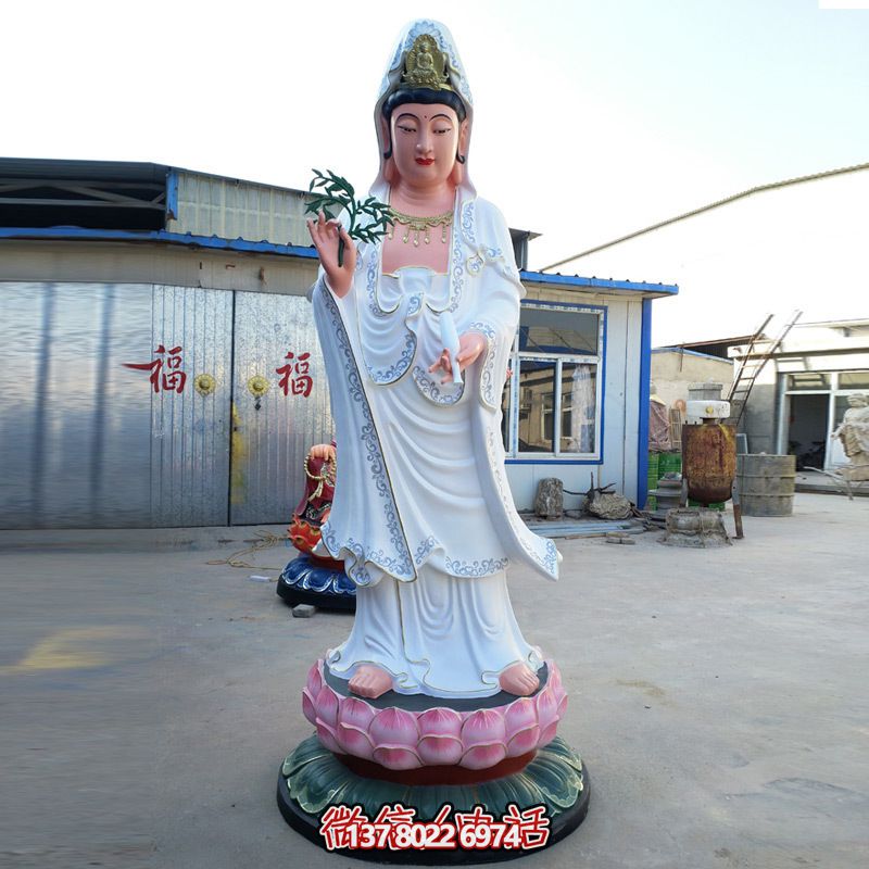 玻璃钢彩绘户外景区滴水观音雕塑