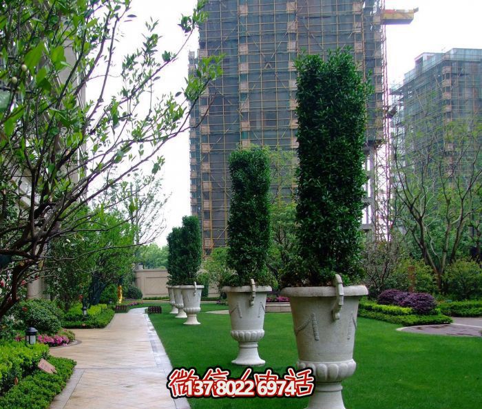 户外景区大型石雕花盆雕塑