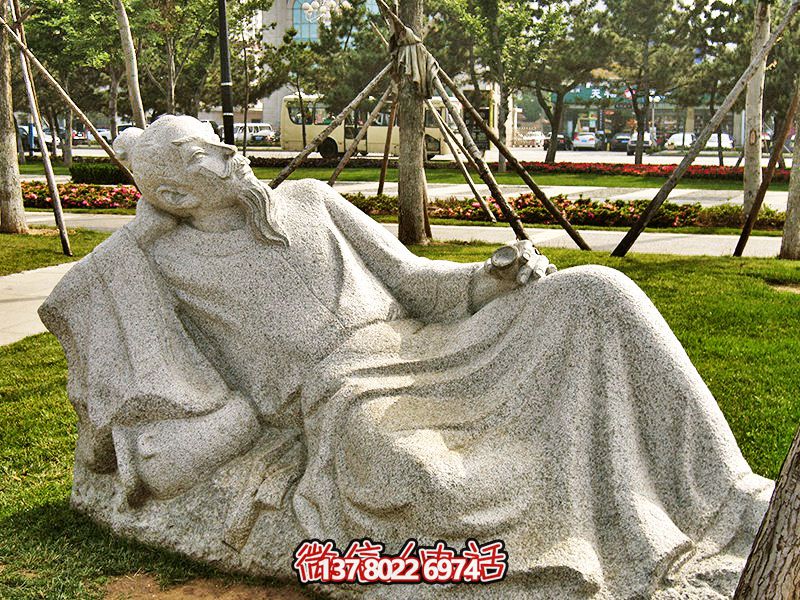 园林别墅景观唐朝浪漫诗人李白砂岩雕塑 园林别墅景观唐朝浪漫诗人李白砂岩雕塑