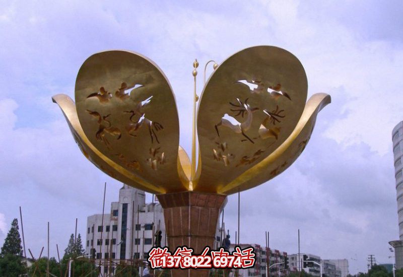 城市不锈钢大型紫荆花景观花朵雕塑 城市不锈钢大型紫荆花景观花朵雕塑