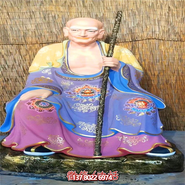 寺庙大型景观玻璃钢彩绘十八罗汉雕塑