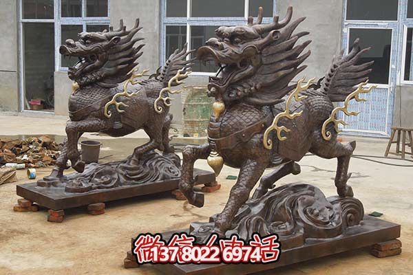 麒麟雕塑-户外广场大型景观不锈钢仿铜麒麟雕塑 麒麟雕塑-户外广场大型景观不锈钢仿铜麒麟雕塑