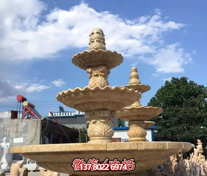 晚霞红多层喷泉石雕 晚霞红多层喷泉石雕