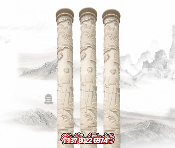 广场人物景观汉白玉石柱雕塑 广场人物景观汉白玉石柱雕塑