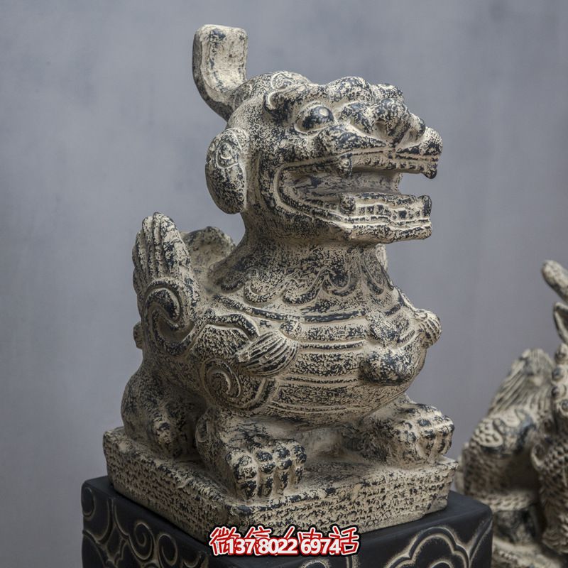 仿古做旧石雕创意公园户外貔貅雕塑 仿古做旧石雕创意公园户外貔貅雕塑