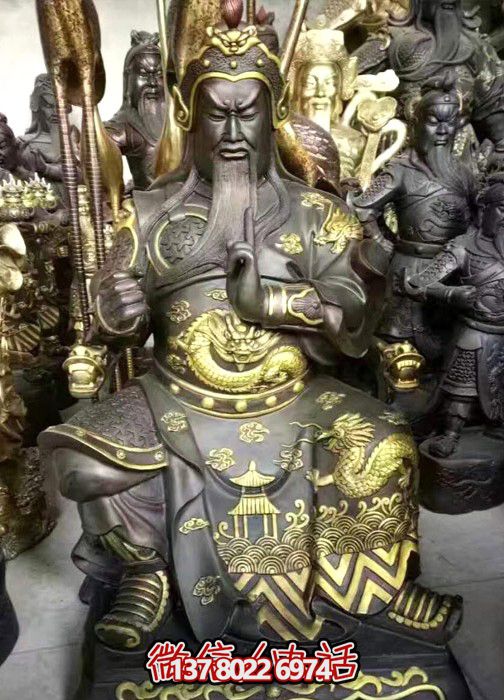 景区寺庙大型景观玻璃钢关公雕塑