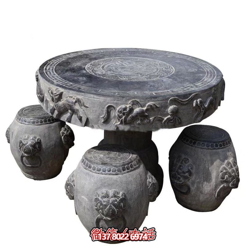 别墅摆放青石防旧雕刻狮子圆桌石凳 别墅摆放青石防旧雕刻狮子圆桌石凳