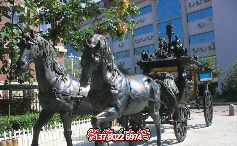 学校景区铸造青铜马车雕塑 学校景区铸造青铜马车雕塑