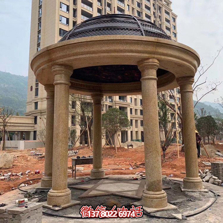 小区广场摆放花岗岩罗马柱欧石凉亭雕塑