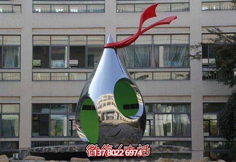 不锈钢镜面空心彩带水滴雕塑 不锈钢镜面空心彩带水滴雕塑