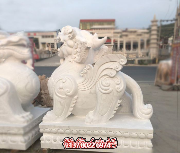 庭院别墅汉白玉石雕招财貔貅雕塑 庭院别墅汉白玉石雕招财貔貅雕塑