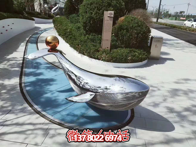 公园街道创意不锈钢水中游泳的海豚雕塑 公园街道创意不锈钢水中游泳的海豚雕塑