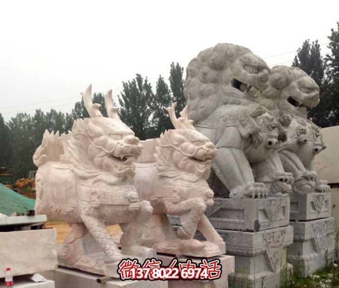 别墅庭院镇宅石雕大理石麒麟雕塑 别墅庭院镇宅石雕大理石麒麟雕塑