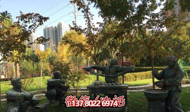广场园林兰州拉面人物小品做旧青铜雕塑