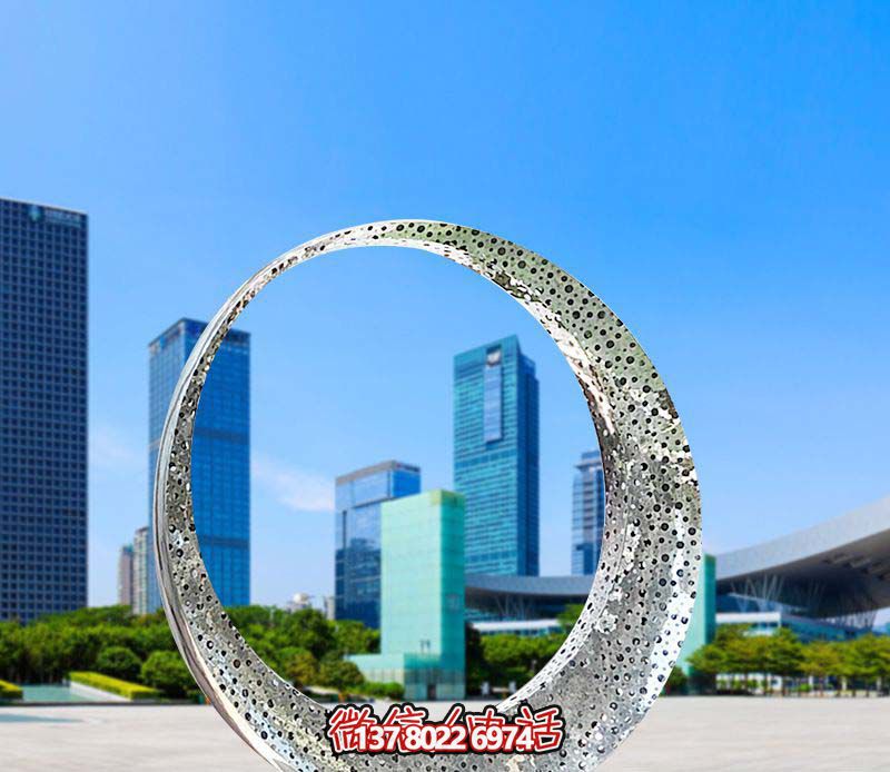 公园创意不锈钢镂空城市抽象圆环雕塑 公园创意不锈钢镂空城市抽象圆环雕塑