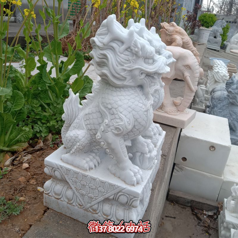 庭院汉白玉石雕貔貅雕塑